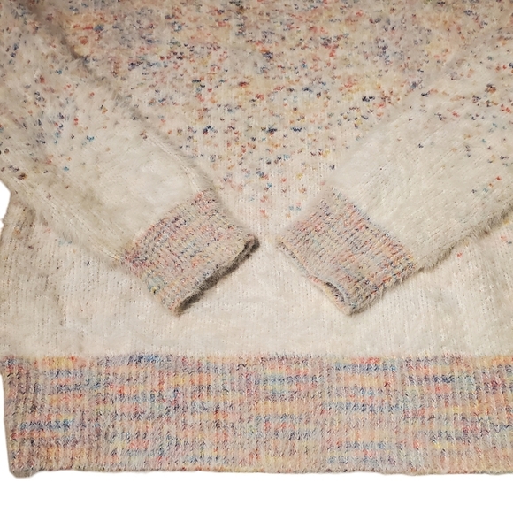 ModCloth Making a Fuzz Confetti Sweater Cozy Fuzzy Stretchy Colorful Rainbow - Picture 4 of 10
